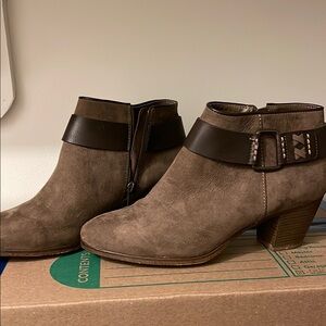 Brown Ankle Boots with Buckle Detail